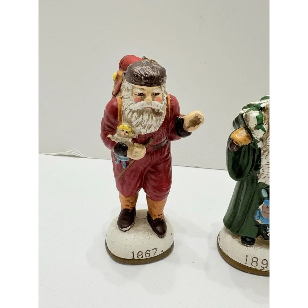 Vintage Old World Santa From‎ Around The World Ceramic Ornament Lot of 4